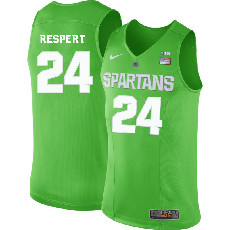 Men Michigan State Spartans #24 Shawn Respert NCAA Nike Authentic Green College Stitched Basketball Jersey EV41E46SA